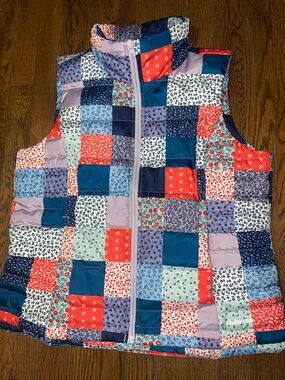 Lands’ End Patchwork down puffer vest PETITE